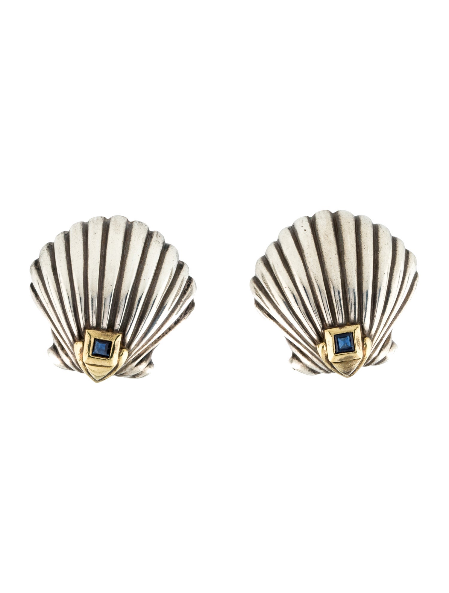 Tiffany & Co. Vintage Sapphire Shell Earclips