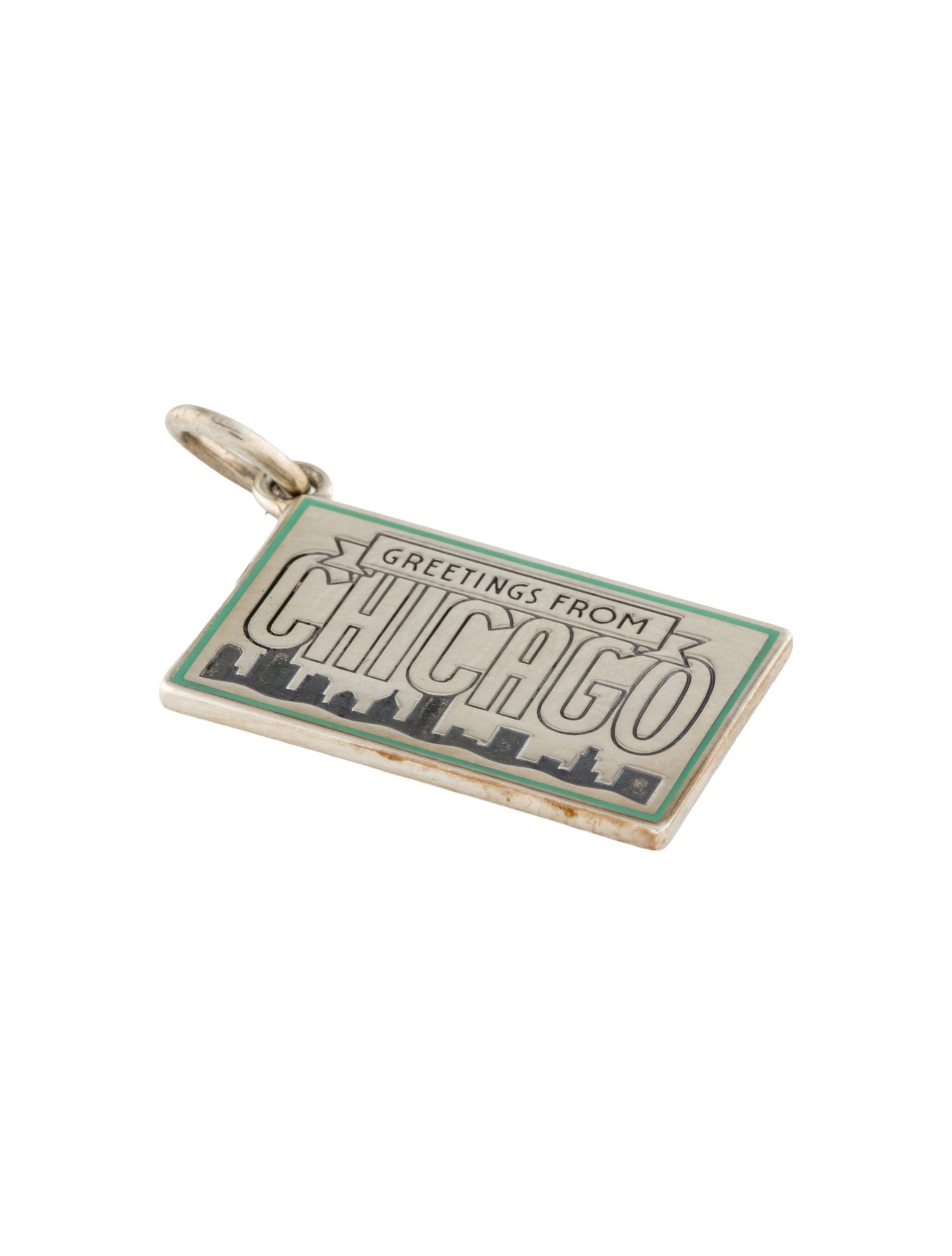 Tiffany & Co. Enamel 'Greetings From CHICAGO' Postcard Charm Pendant