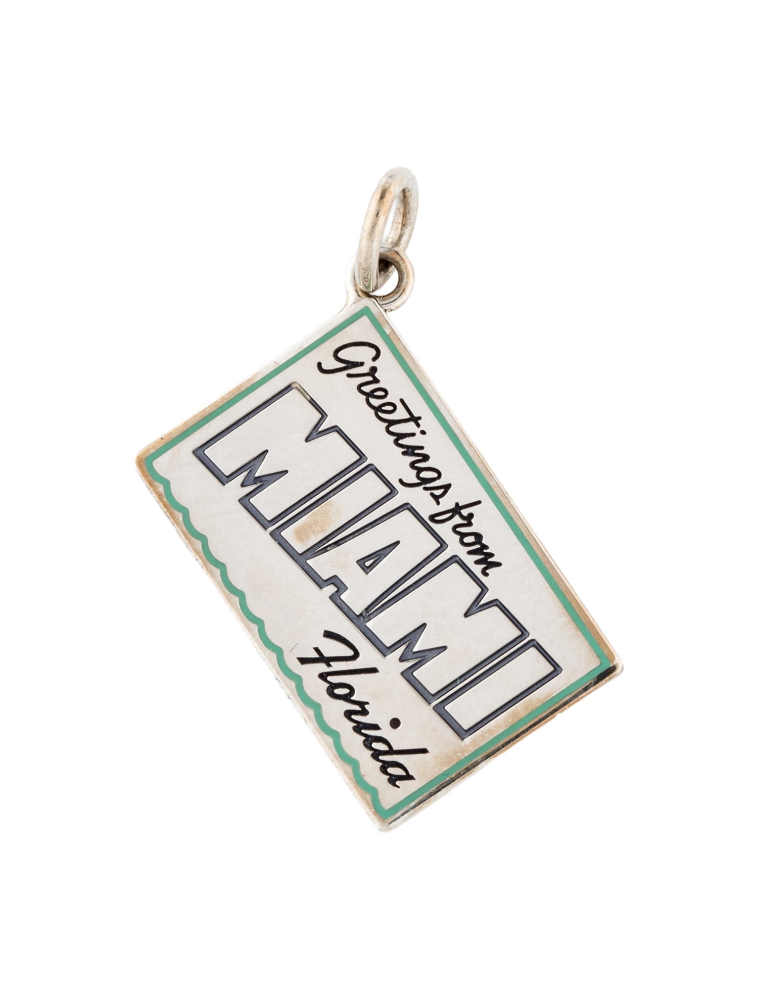 Tiffany & Co. Enamel 'Greetings from Miami' Postcard Charm