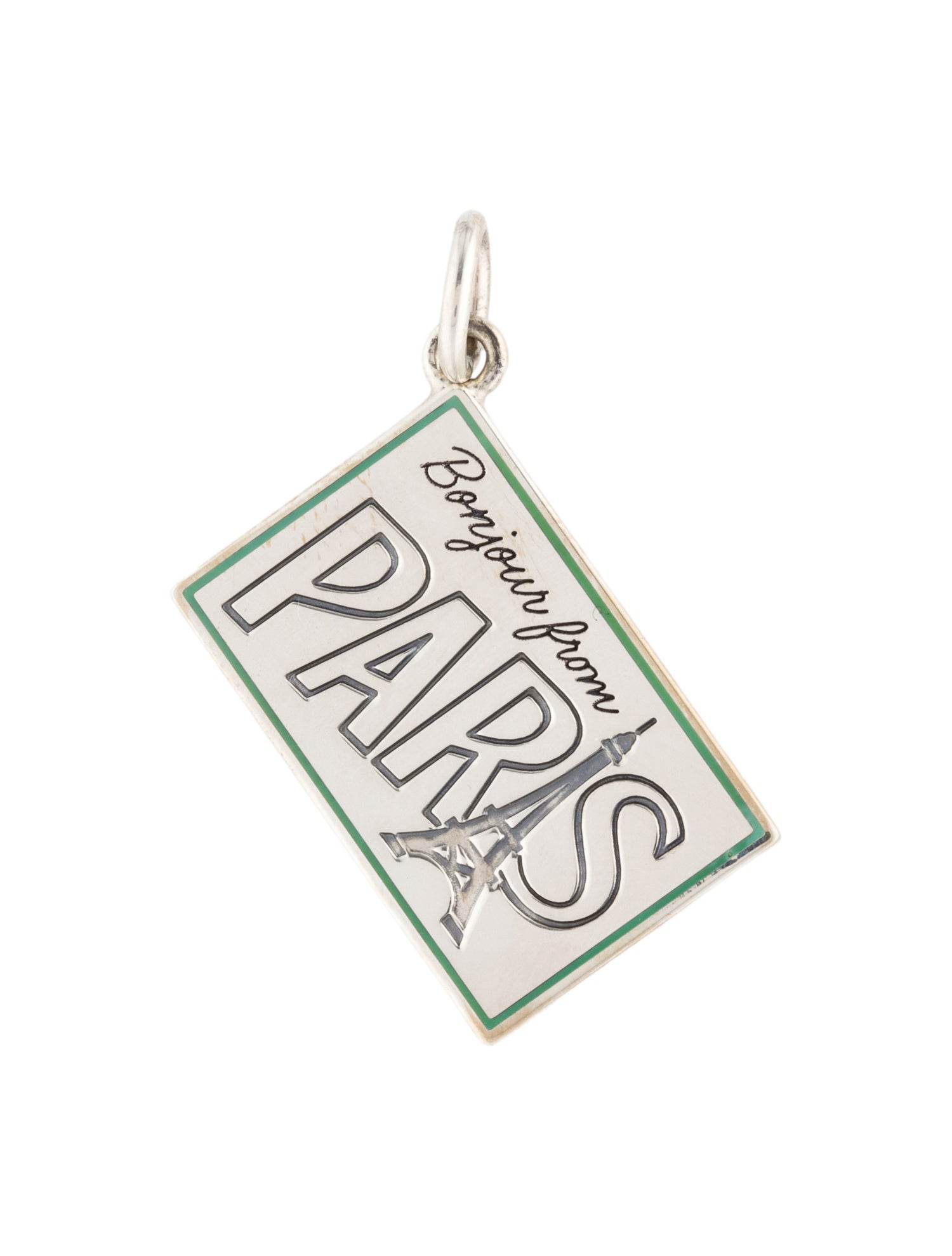 Tiffany & Co. Enamel 'Bonjour From Paris' Postcard Charm