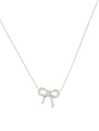 Tiffany & Co. 18K Diamond Bow Pendant Necklace