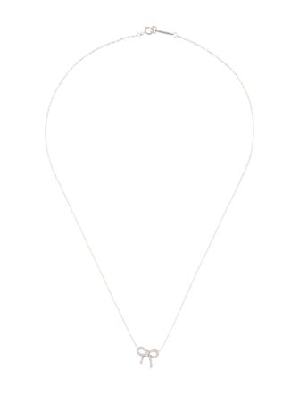 Tiffany & Co. 18K Diamond Bow Pendant Necklace