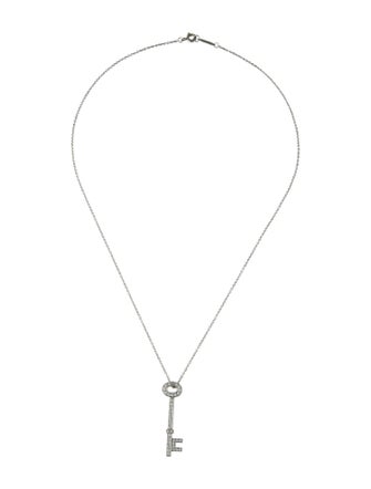 Tiffany & Co. Platinum Diamond Key Pendant Necklace