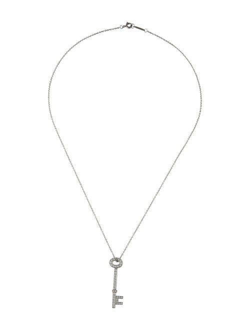 Tiffany & Co. Platinum Diamond Key Pendant Necklace