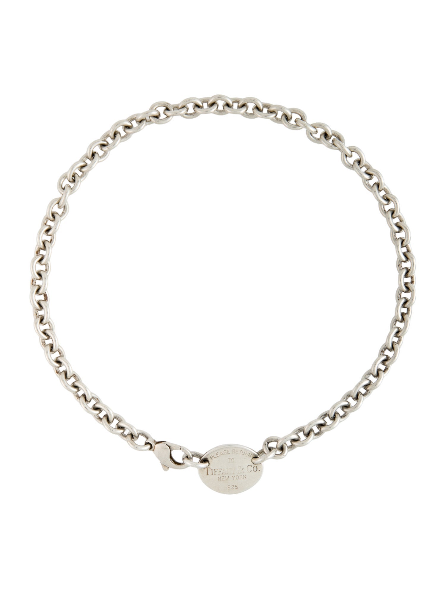 Tiffany & Co. Oval Tag Chain Link Choker Necklace