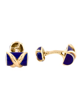 Tiffany & Co. Vintage 18K Enamel 'X' Cufflinks