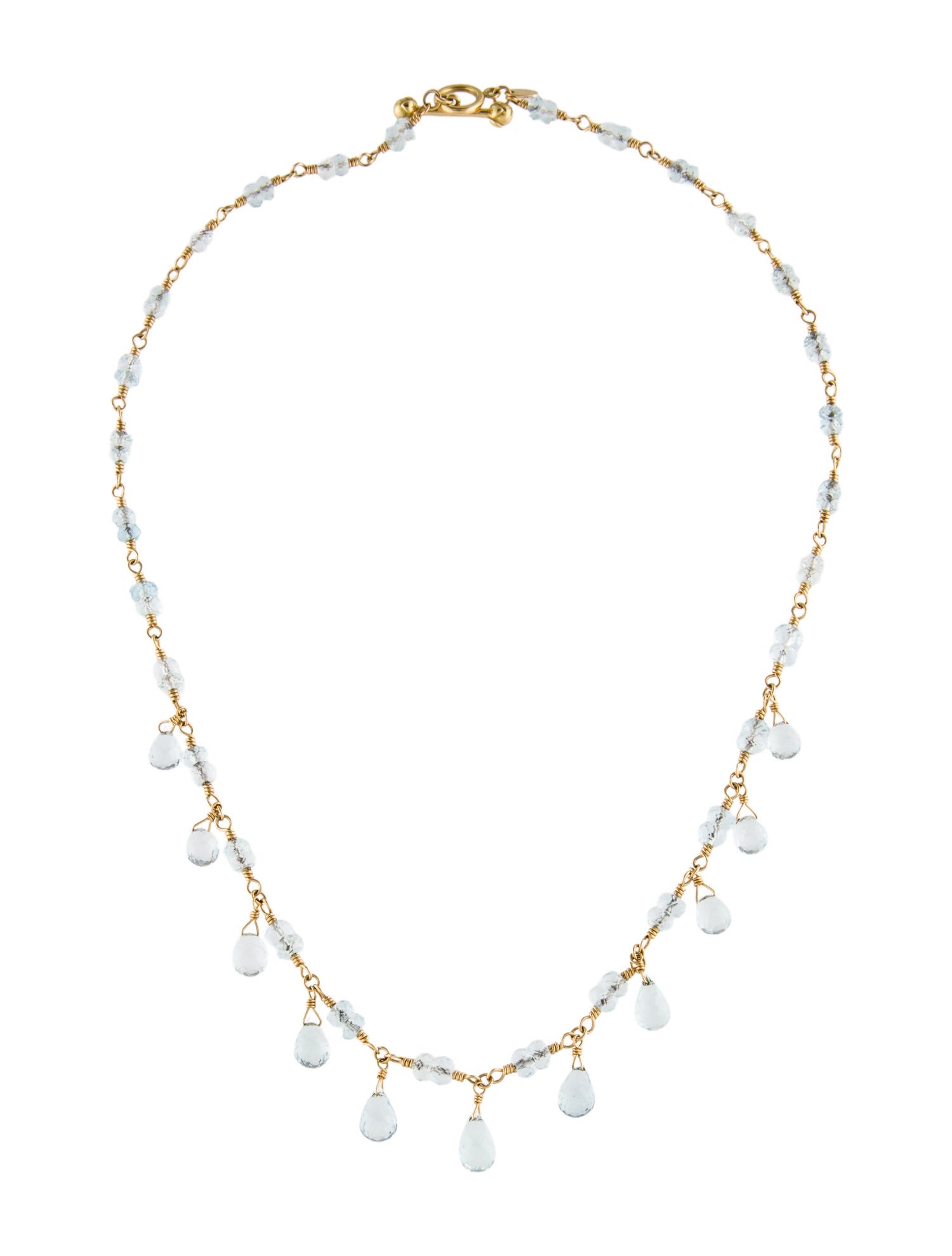 Tiffany & Co. 18K Aquamarine Briolette Toggle Necklace