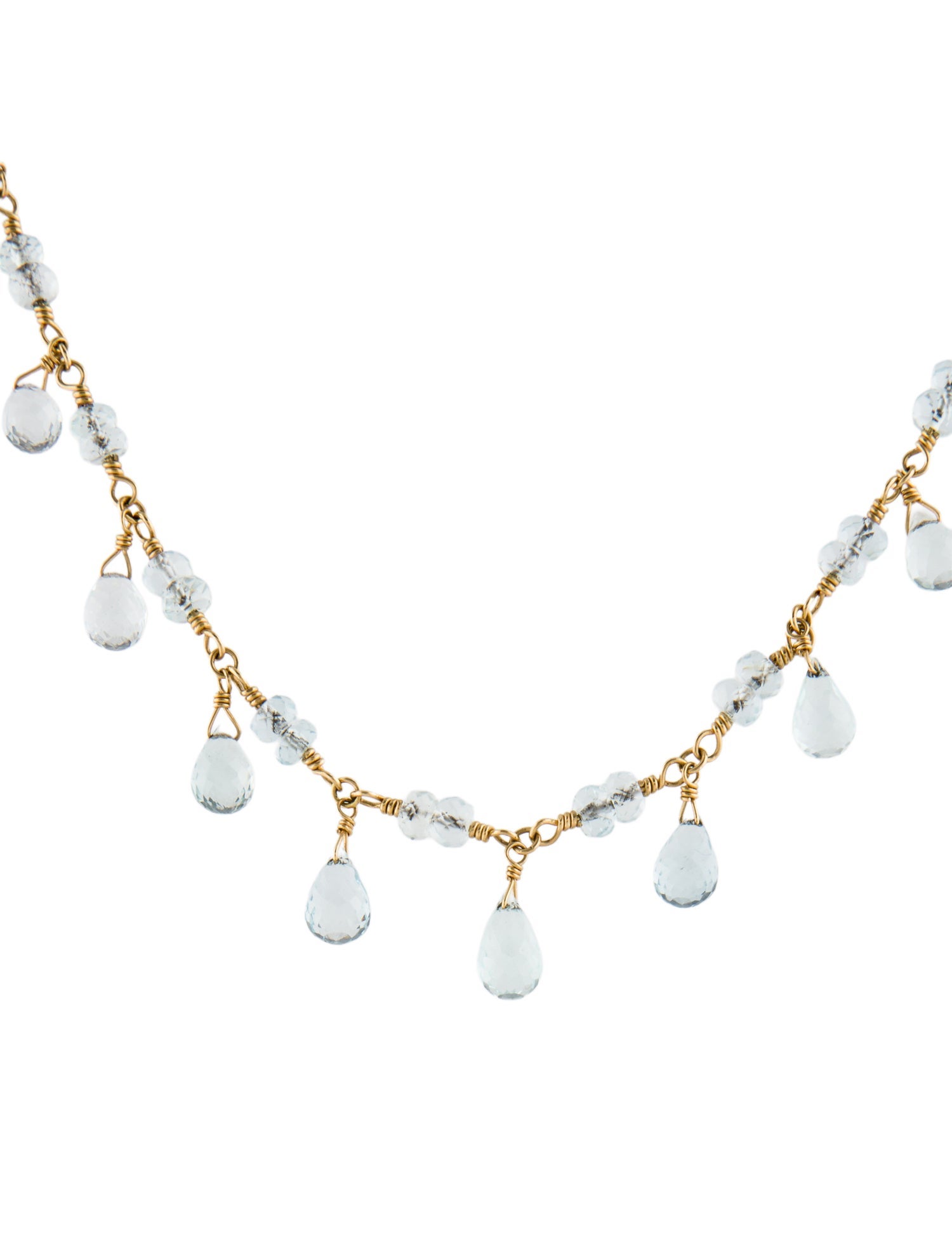 Tiffany & Co. 18K Aquamarine Briolette Toggle Necklace