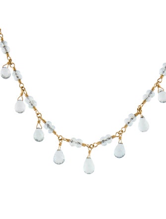 Tiffany & Co. 18K Aquamarine Briolette Toggle Necklace