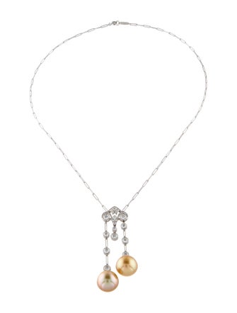 Tiffany & Co. Platinum Pearl & Diamond Pendant Necklace