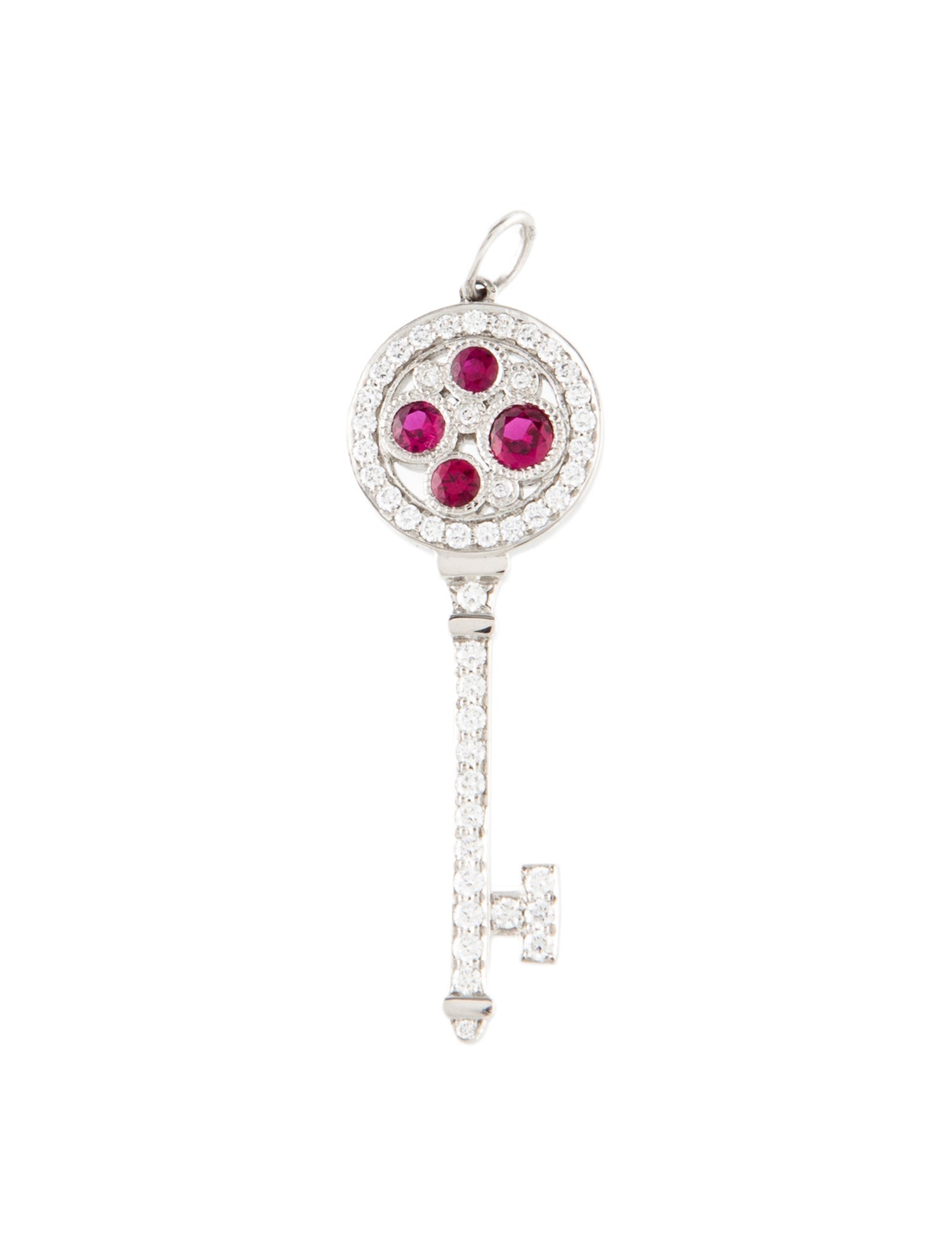 Tiffany & Co. Platinum Ruby & Diamond Key Pendant