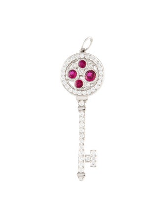 Tiffany & Co. Platinum Ruby & Diamond Key Pendant
