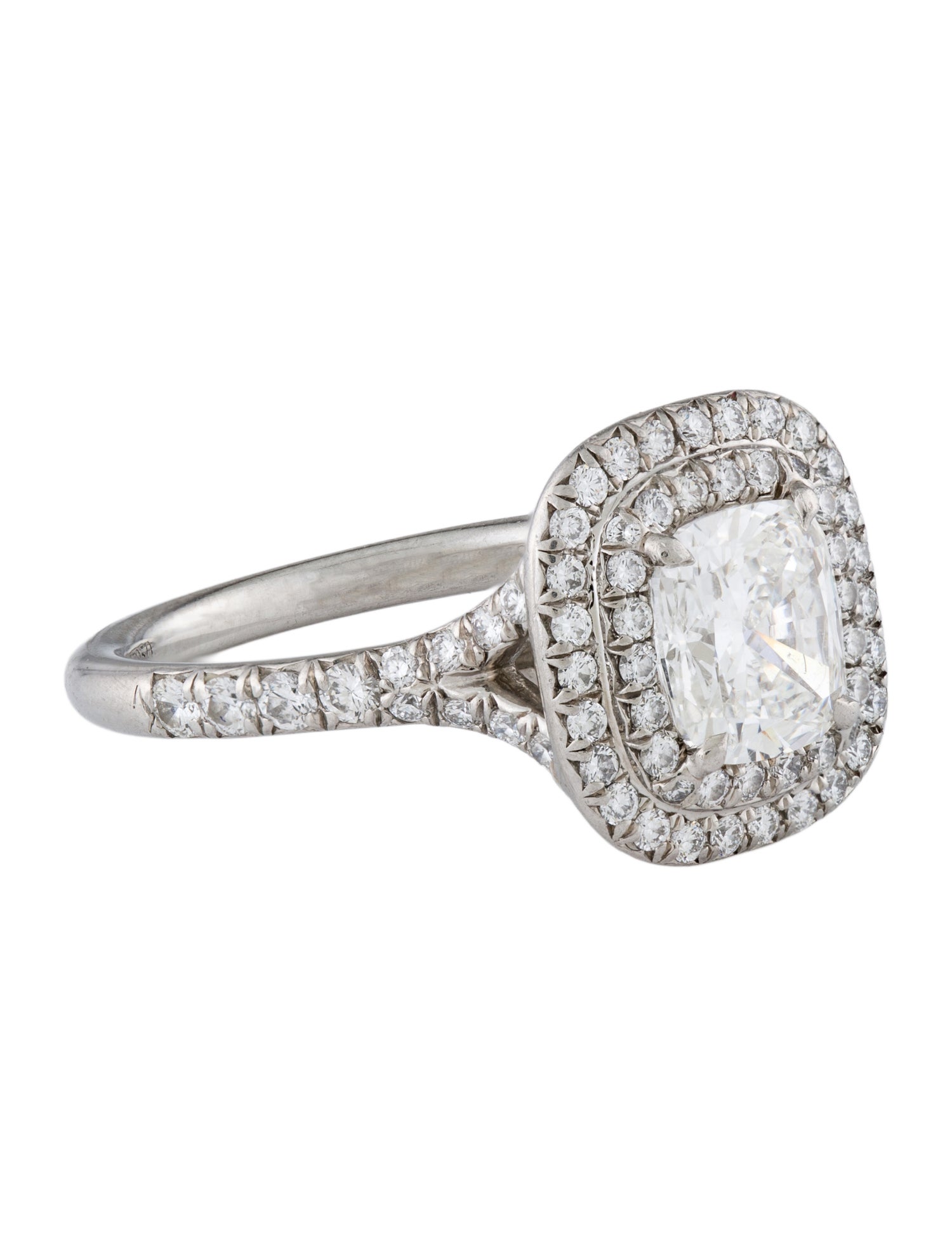 Tiffany & Co. Platinum Diamond Soleste Double Halo Engagement Ring