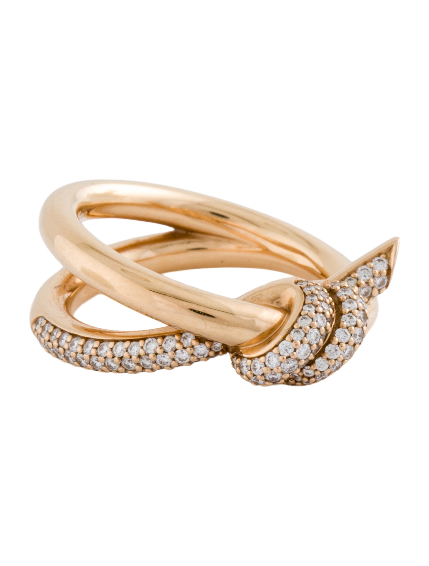 Tiffany & Co. 18K Diamond Knot Double Row Ring