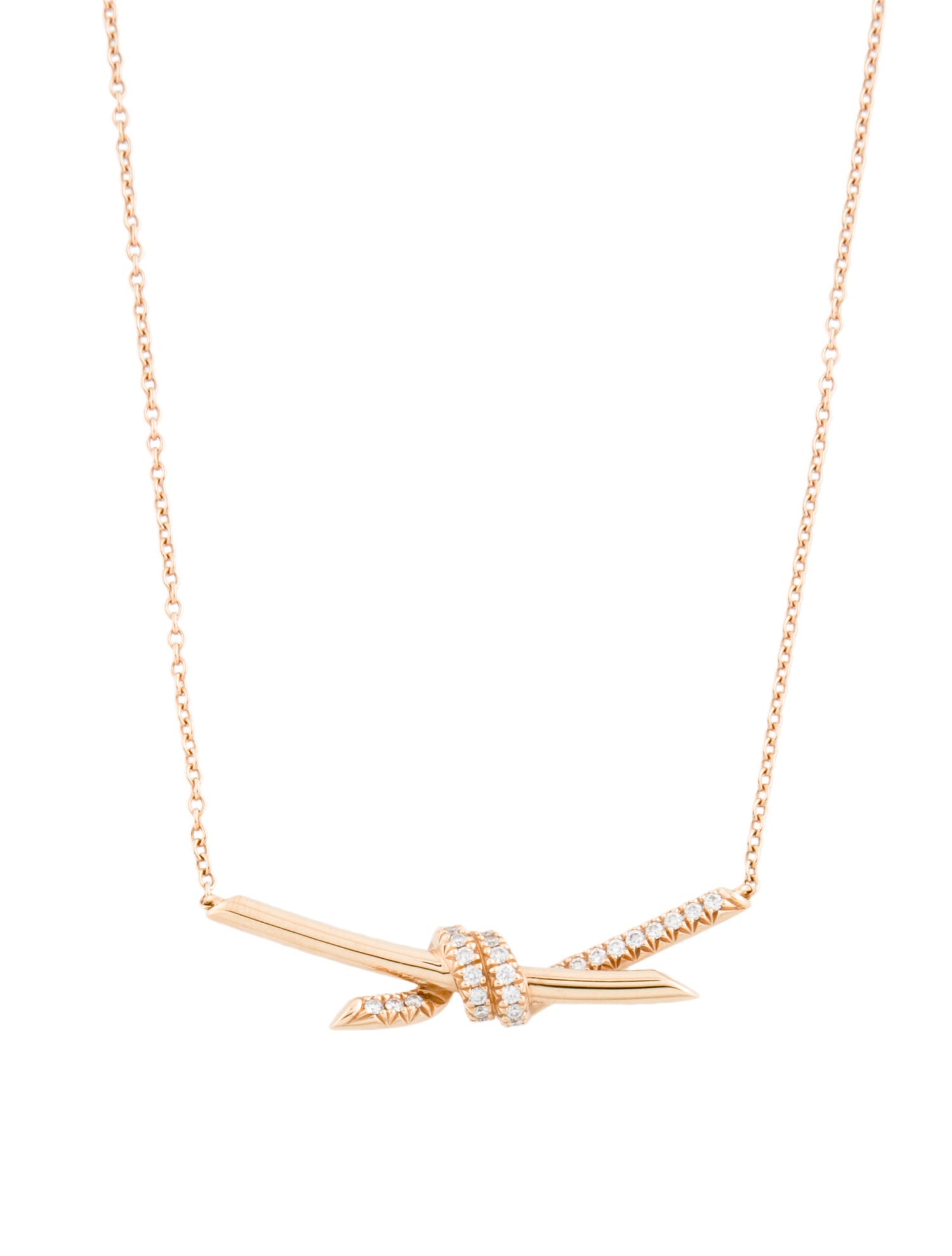 Tiffany & Co. 18K Diamond Knot Pendant Necklace