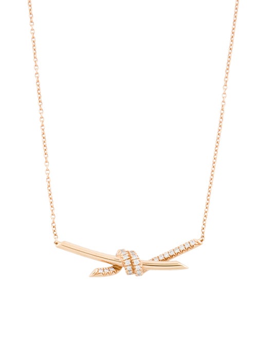 Tiffany & Co. 18K Diamond Knot Pendant Necklace