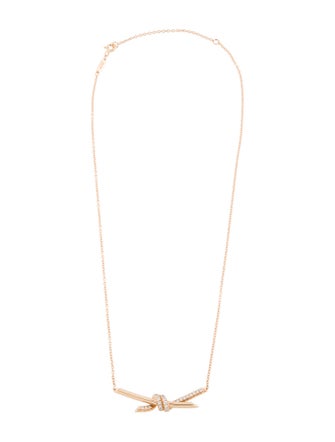 Tiffany & Co. 18K Diamond Knot Pendant Necklace