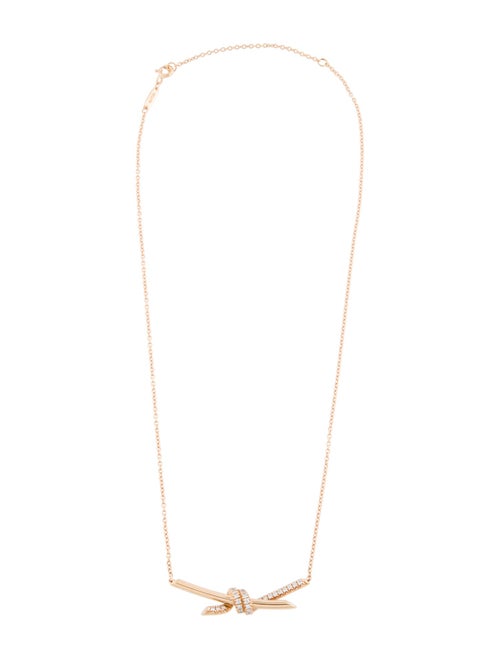 Tiffany & Co. 18K Diamond Knot Pendant Necklace