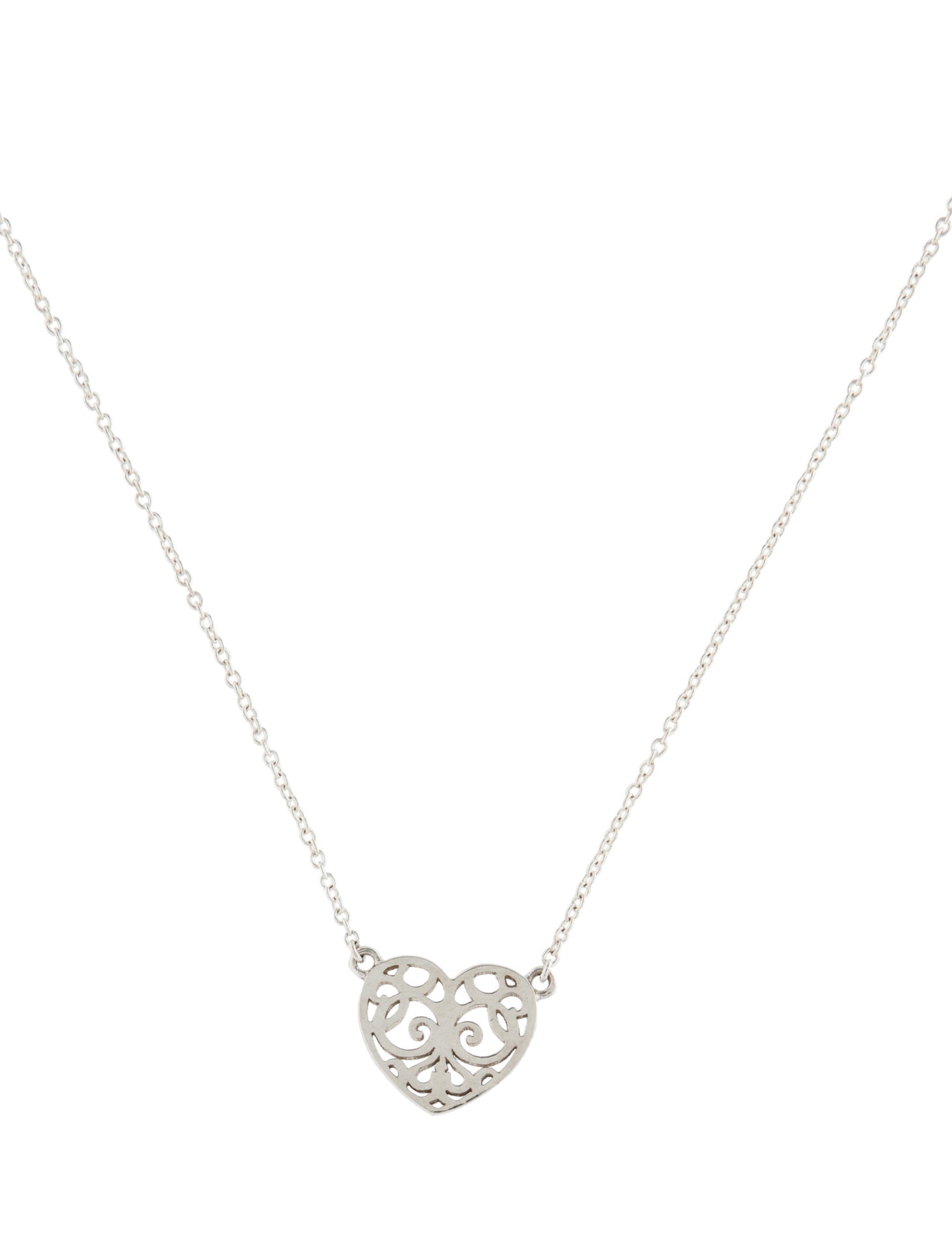Tiffany & Co. Filigree Heart Pendant Necklace
