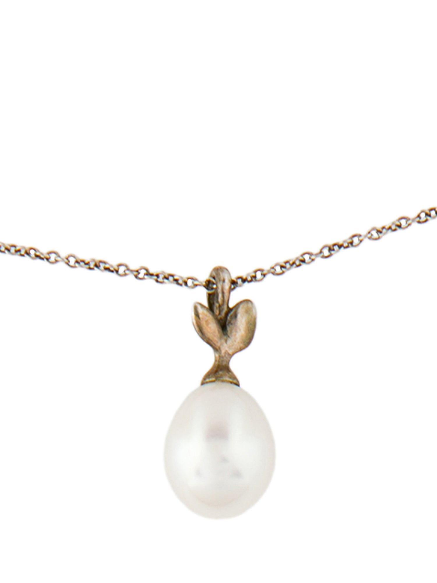 Tiffany & Co. Pearl Olive Leaf Pendant Necklace