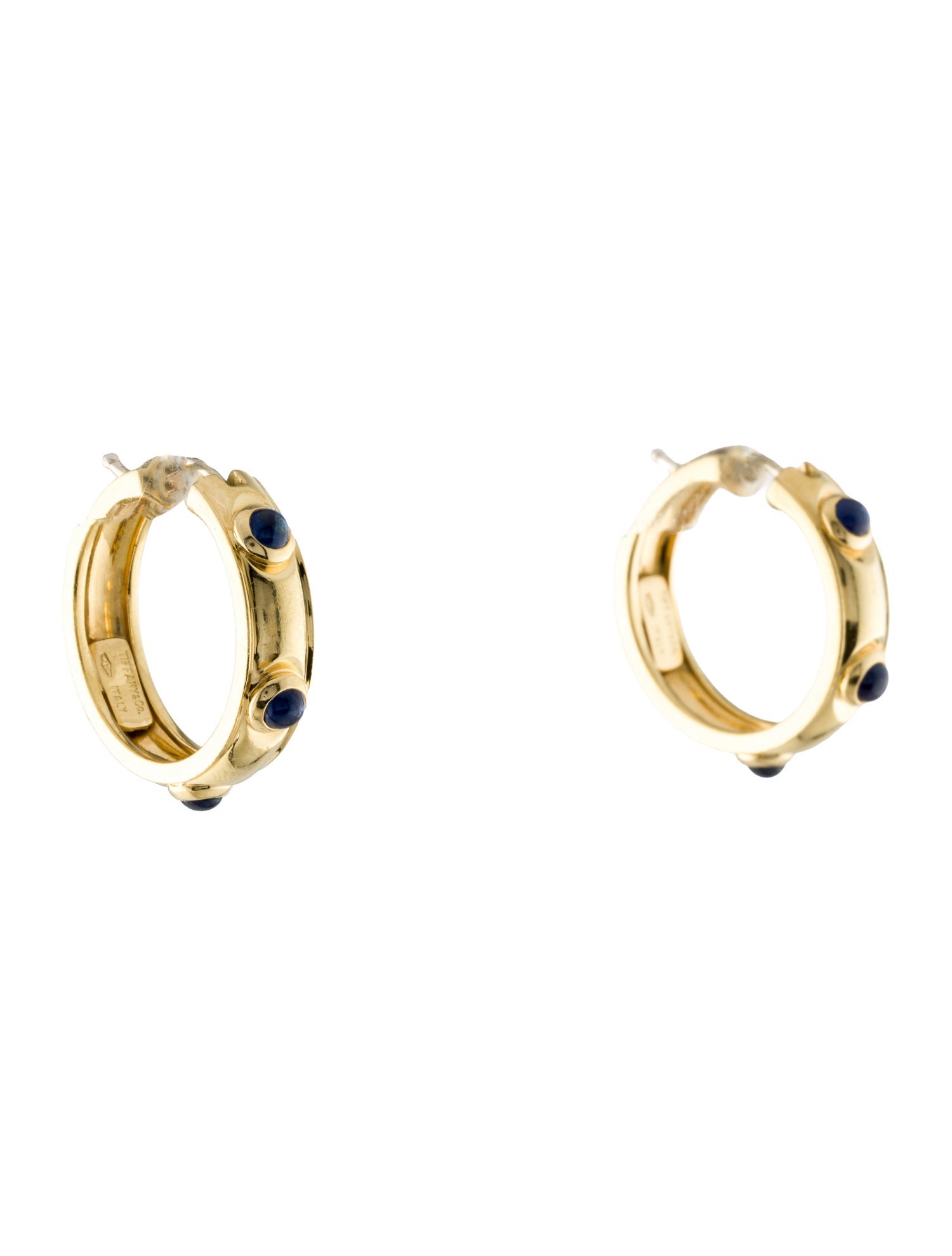 Tiffany & Co. Vintage 18K 1.12ctw Sapphire Hoop Earrings