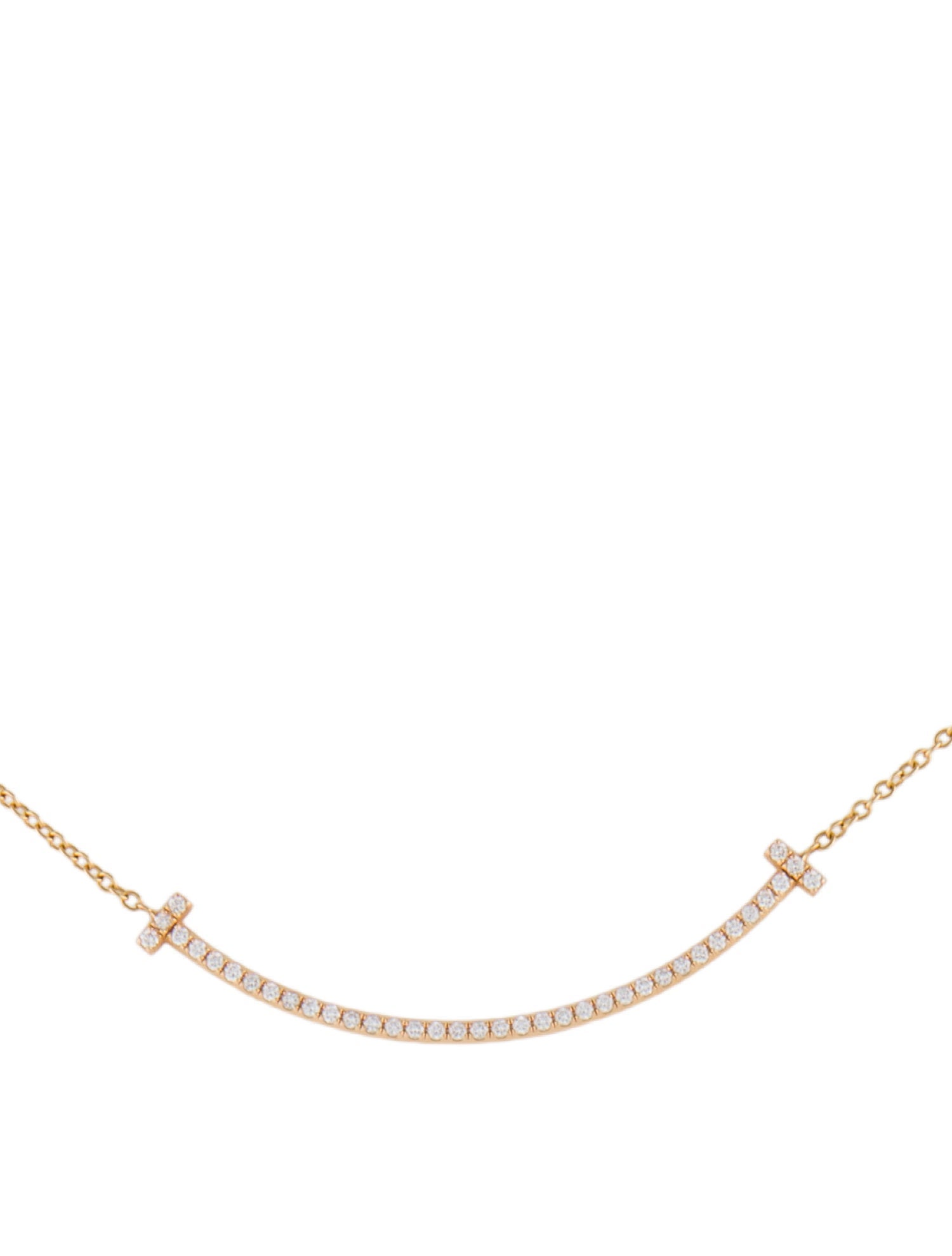 Tiffany & Co. 18K Diamond T Smile Pendant Necklace