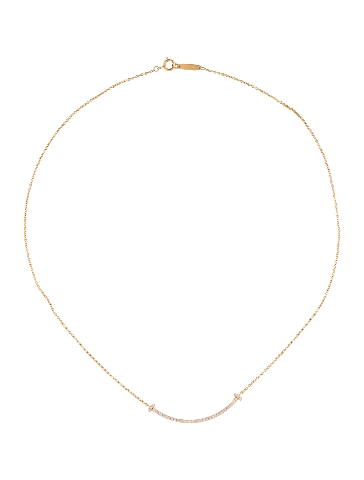Tiffany & Co. 18K Diamond T Smile Pendant Necklace
