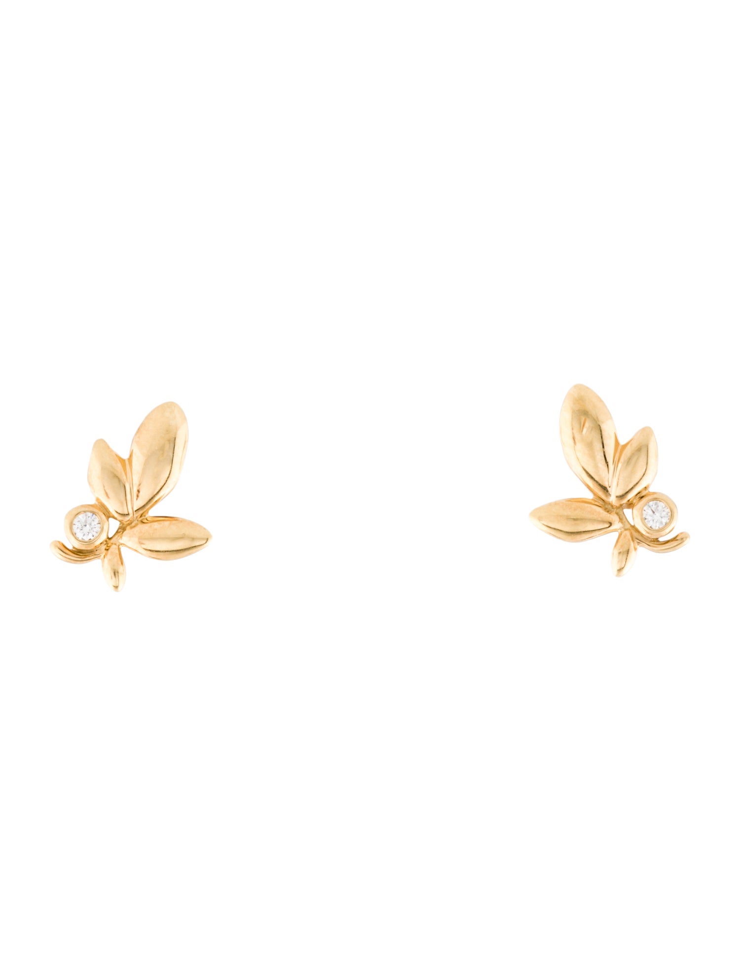 Tiffany & Co. 18K Diamond Olive Leaf Stud Earrings
