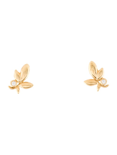 Tiffany & Co. 18K Diamond Olive Leaf Stud Earrings