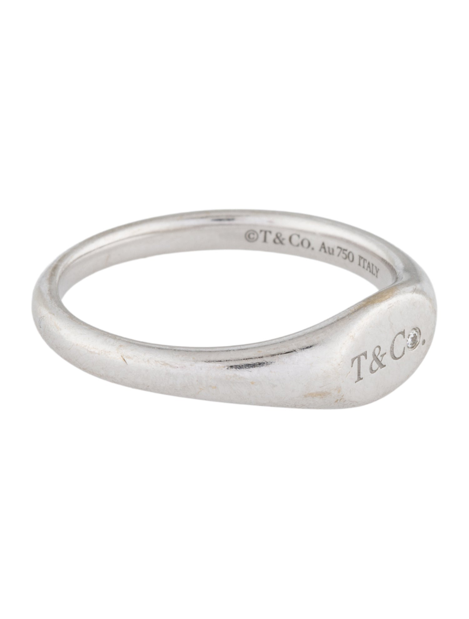 Tiffany & Co. 18K Diamond Micro Oval Signet Ring