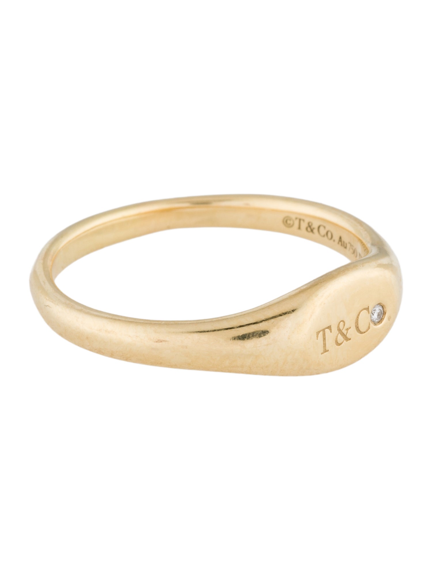 Tiffany & Co. 18K Diamond Micro Oval Signet Ring