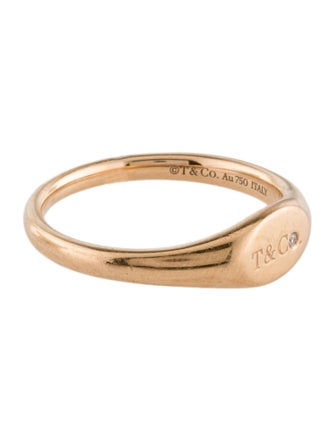 Tiffany & Co. 18K Diamond Micro Oval Signet Ring