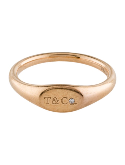 Tiffany & Co. 18K Diamond Micro Oval Signet Ring