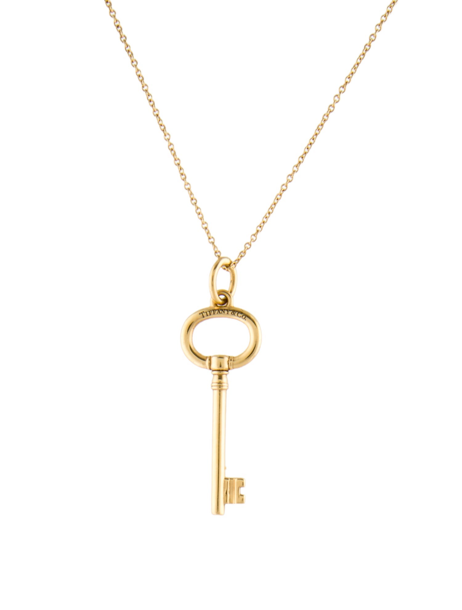 Tiffany & Co. 18K Oval Key Pendant Necklace