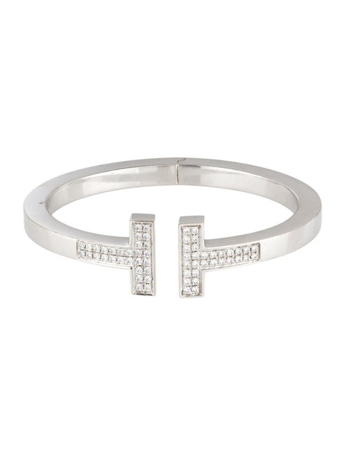 Tiffany & Co. 18K Diamond T Pavé Diamond Square Cuff Bracelet