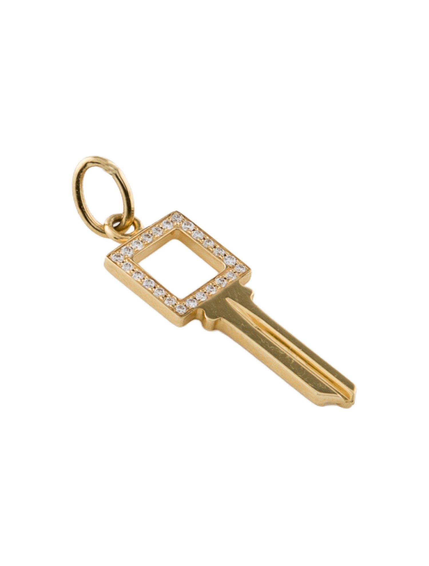 Tiffany & Co. 18K Diamond Open Square Key Pendant