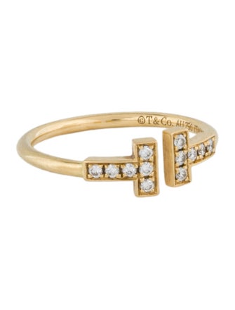 Tiffany & Co. 18K Diamond T Wire Ring