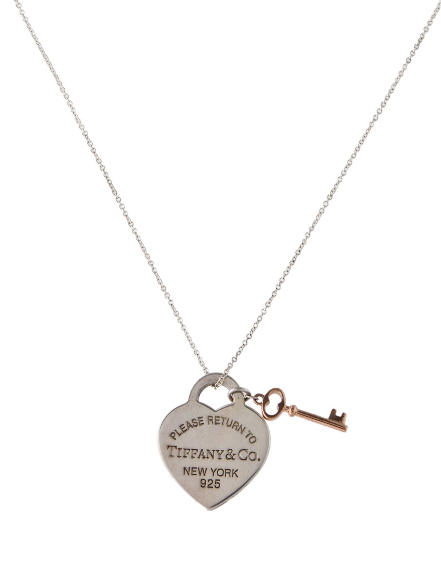 Tiffany & Co. Two-Tone Heart Tag & Key Pendant Necklace