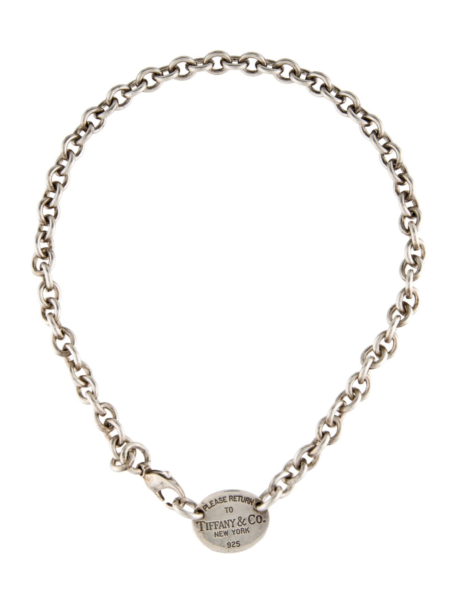 Tiffany & Co. Oval Tag Chain Link Choker Necklace