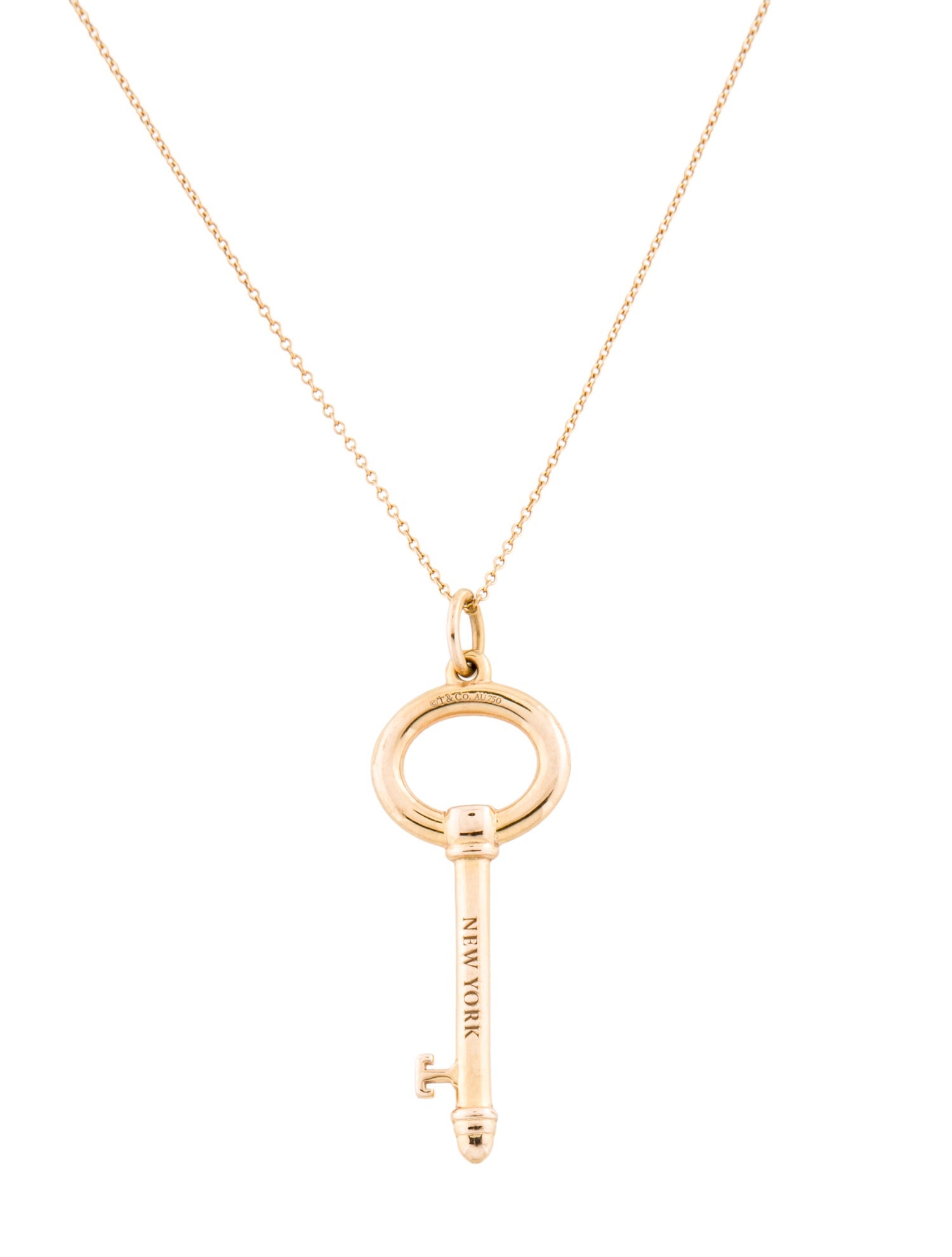 Tiffany & Co. 18K Oval Key Pendant Necklace