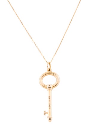 Tiffany & Co. 18K Oval Key Pendant Necklace