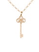 Tiffany & Co. 18K Diamond Fleur de Lis Key Pendant Necklace