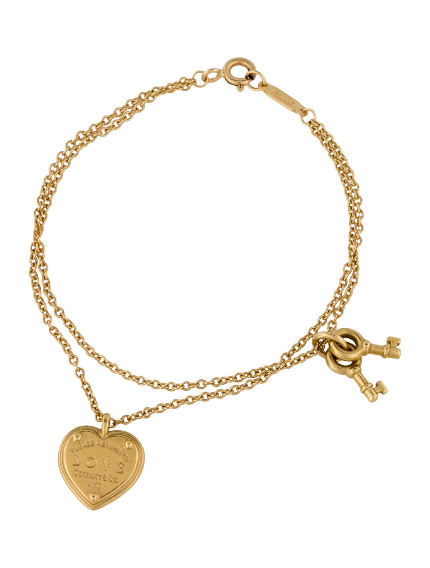 Tiffany & Co. 18K Love Heart Tag Key Multistrand Charm Bracelet