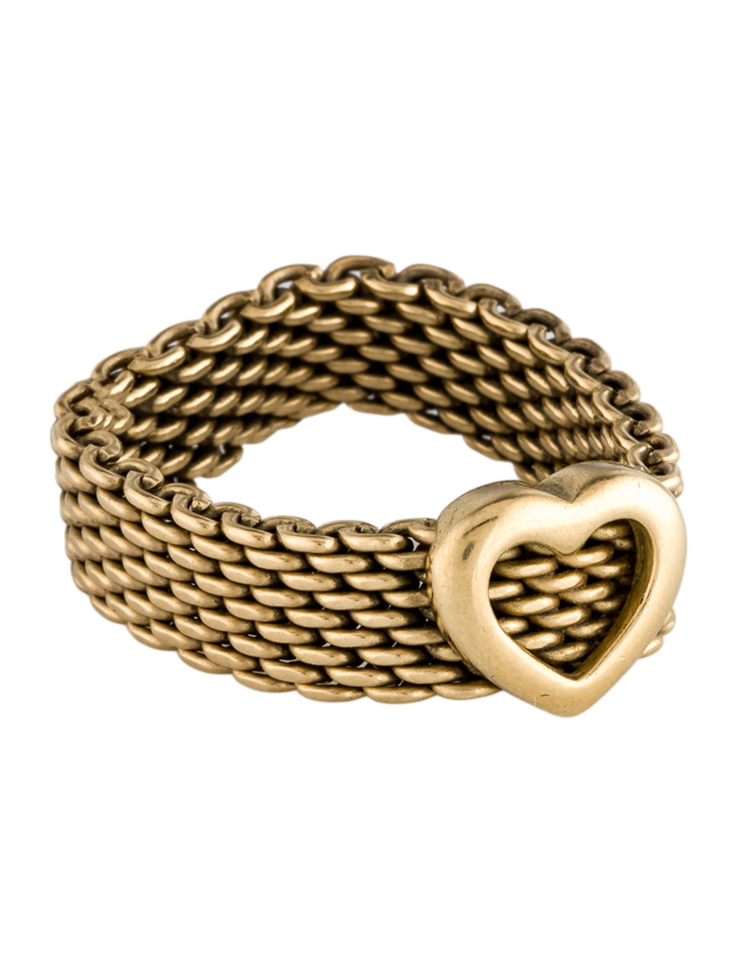 Tiffany & Co. 18K Somerset Wide Mesh Heart Band Ring