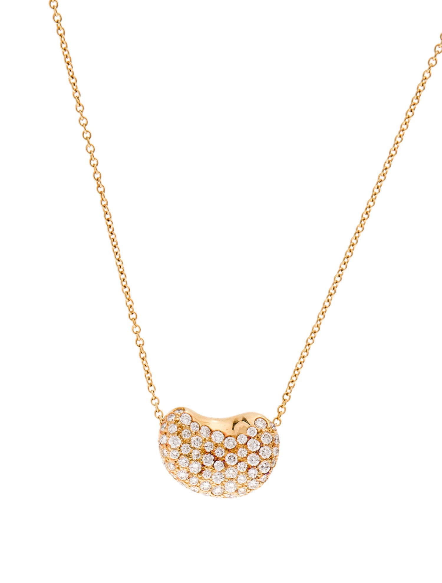Tiffany & Co. Vintage 18K Diamond Bean® Design Pendant Necklace