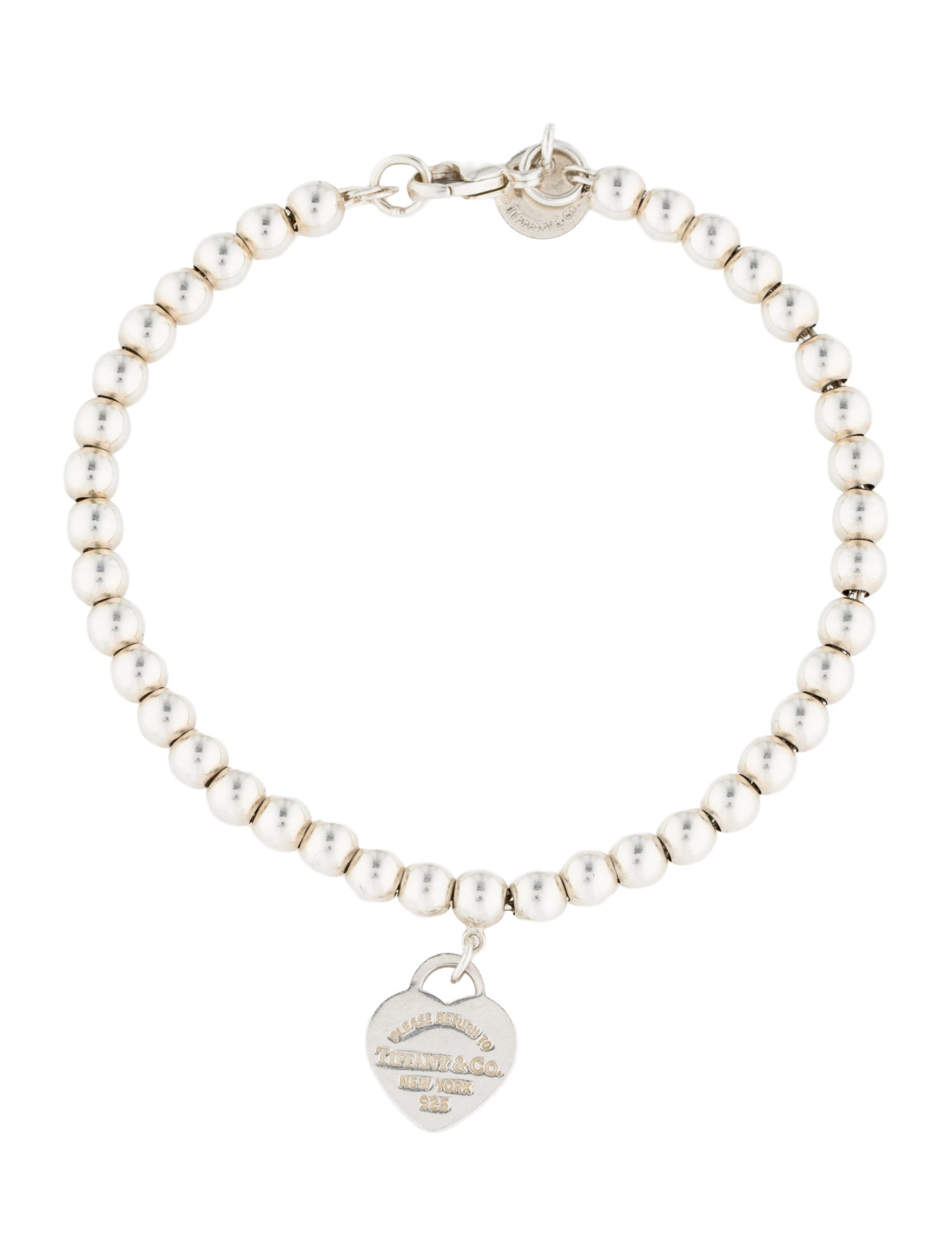 Tiffany & Co. Enamel Heart Tag Bead Bracelet