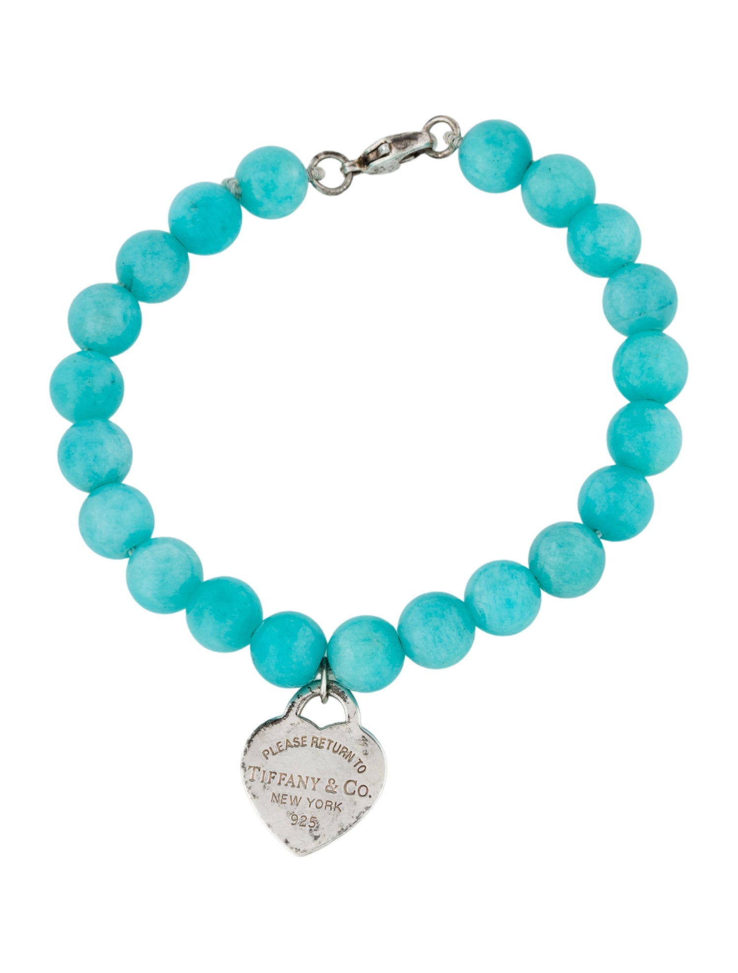 Tiffany & Co. Amazonite Heart Tag Bead Bracelet