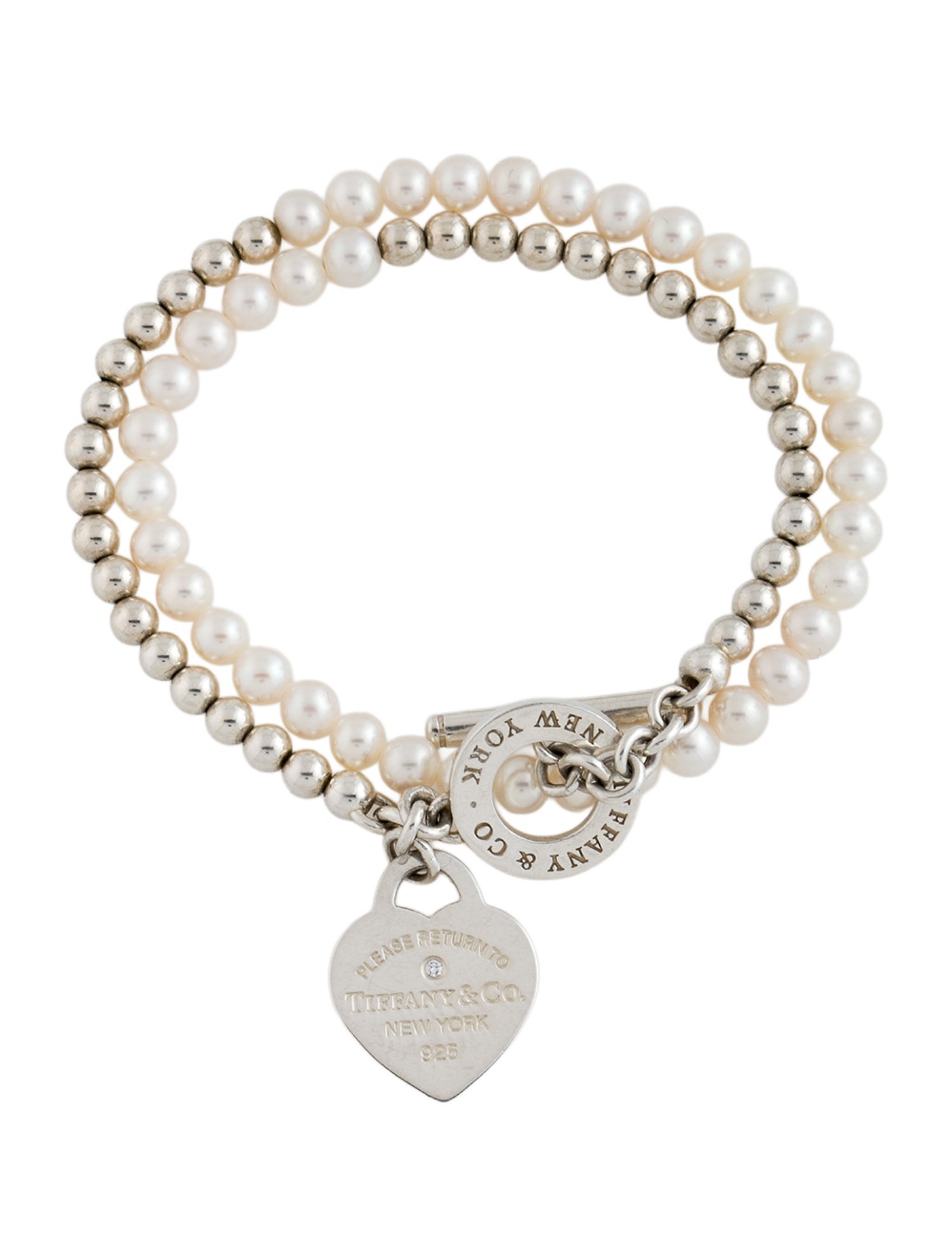 Tiffany & Co. Pearl & Diamond Return to Tiffany Wrap Bead Bracelet