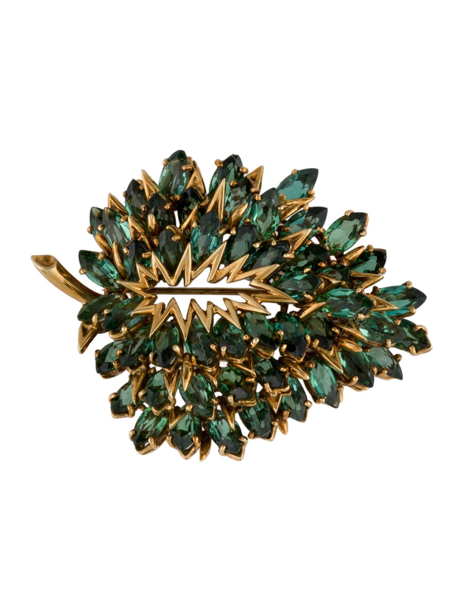 Tiffany & Co. Vintage 18K 19.32ctw Tourmaline Leaf Brooch