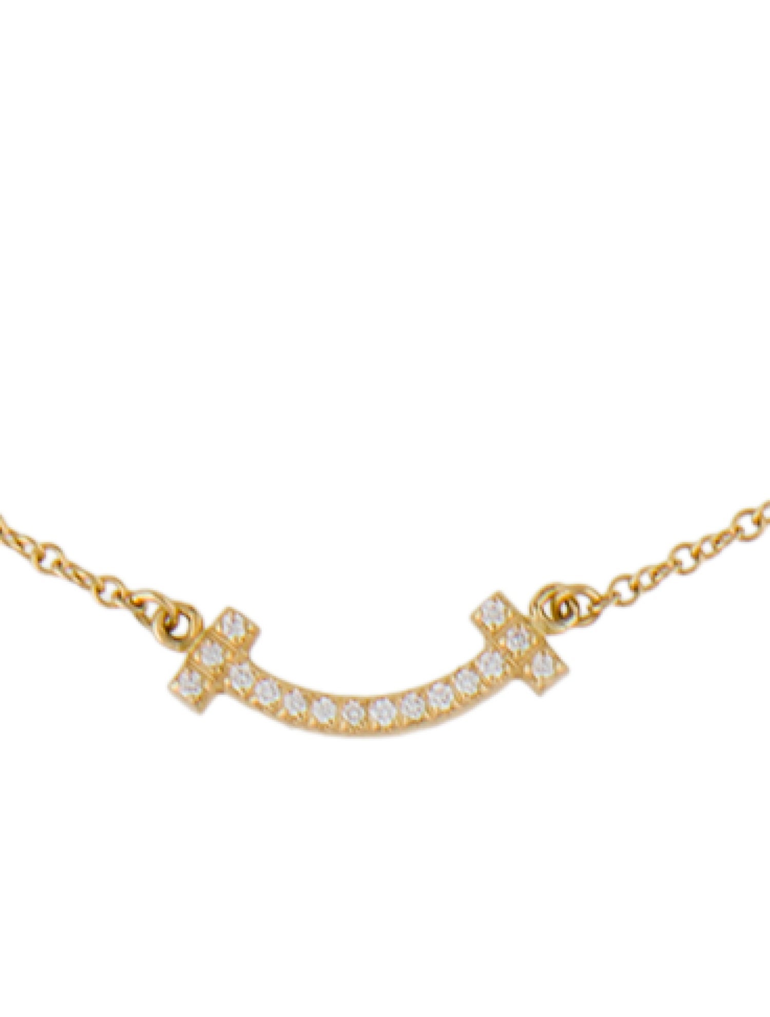 Tiffany & Co. 18K Diamond Mini Smile Pendant Necklace